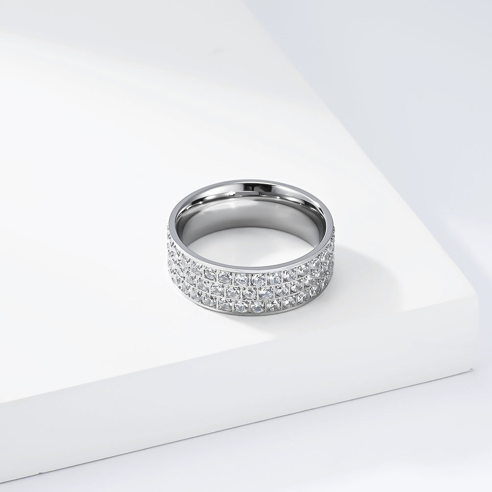 Planderful Everyday Genie Zircon Ring Titanium Steel With 18K Gold Inlay Unisex Fashion Jewelry