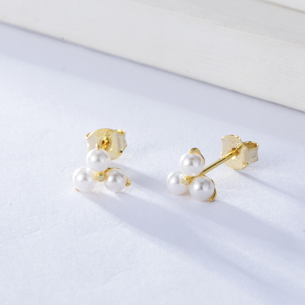 S925 Sterling Silver Pearl Stud Earrings