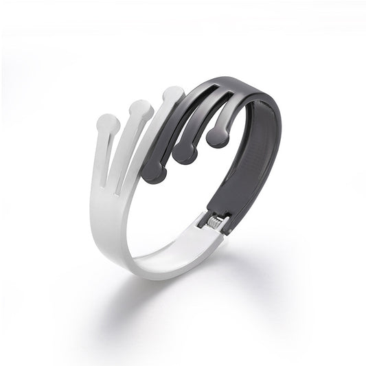 European Elegance Wide Metal Open Bracelet