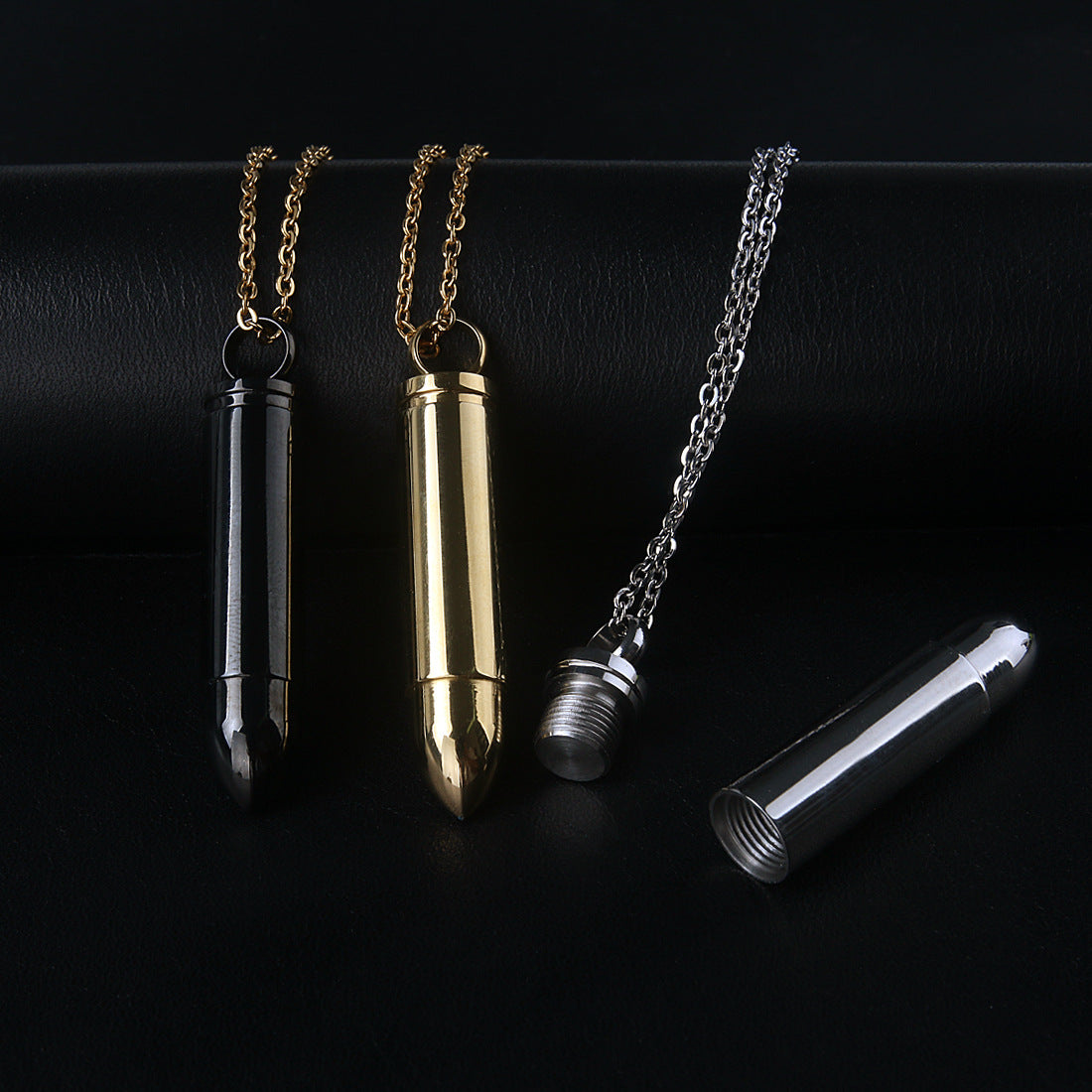 Planderful Everyday Genie Openable Bullet Pendant For Men Titanium Steel Glossy Finish Punk Hip Hop Style