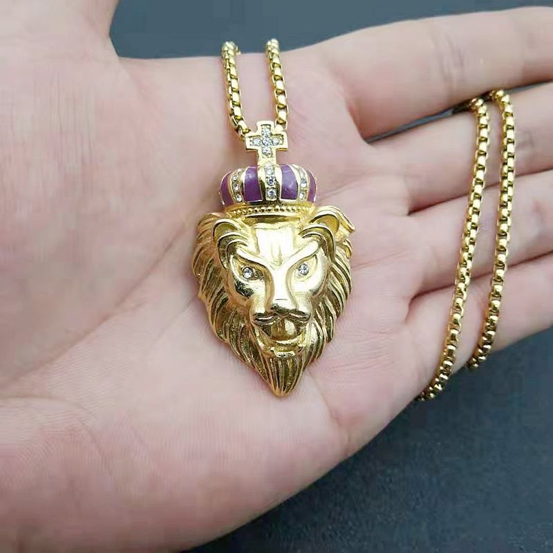 Gold-Plated Stainless Steel Necklace – Elegant Lion Head