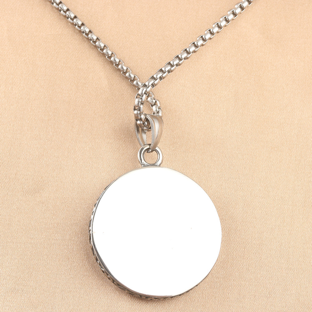 European And American Stainless Steel Sun Round Pendant Necklace