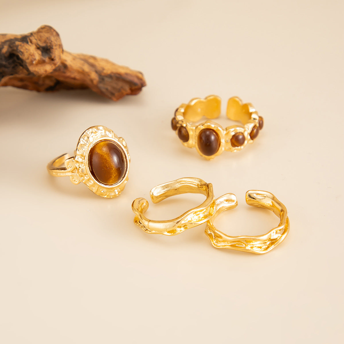 Tiger Eye Open Ring Planderful Collection Vienna Verve For Women Statement Lava Stone Jewelry