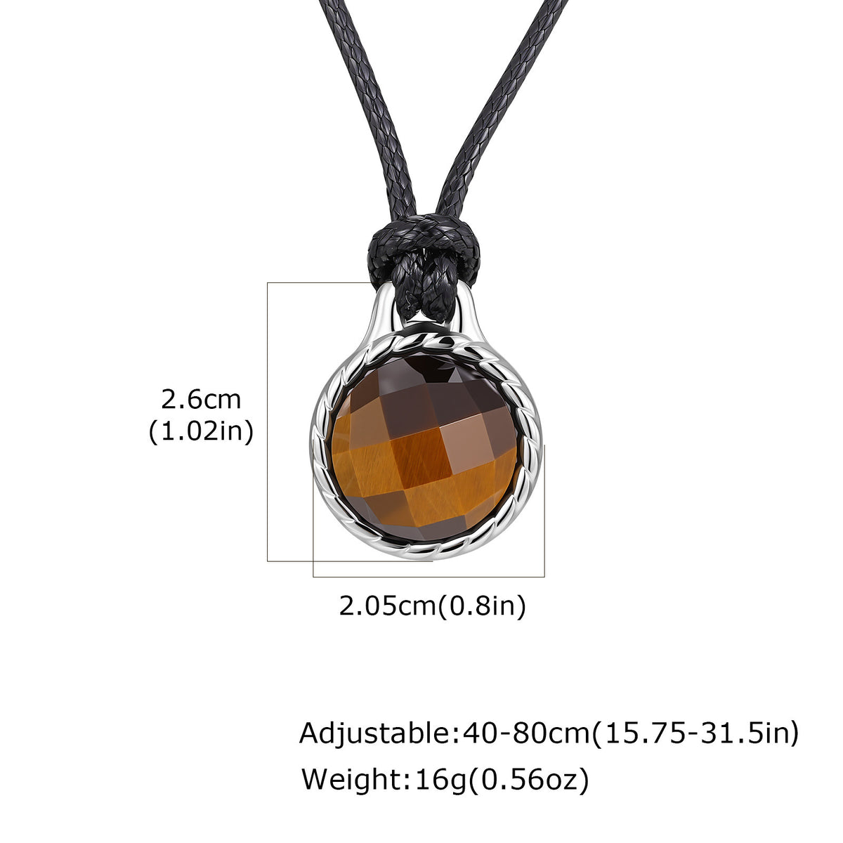Tiger's Eye Textured Vintage Black Stainless Steel Necklace