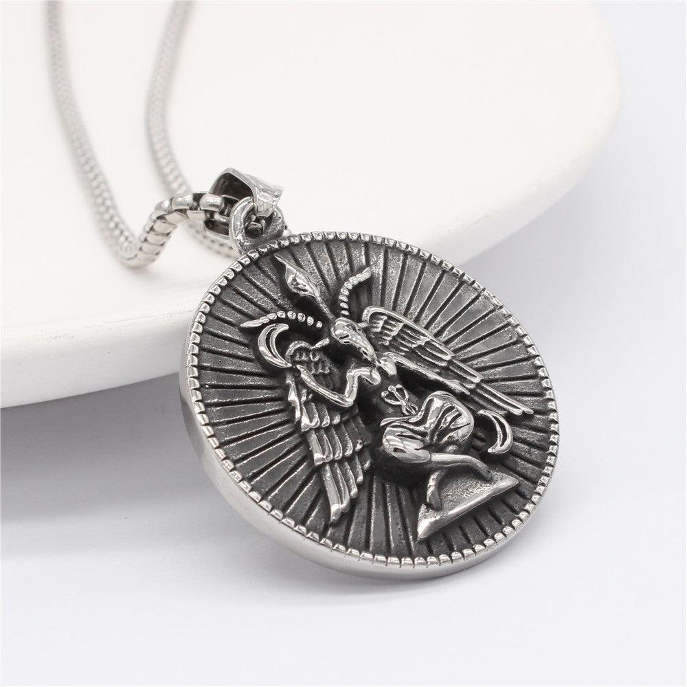 Planderful Titanium Steel Pendant With Thai Elephant God Wings For Men Unisex Protection Charm