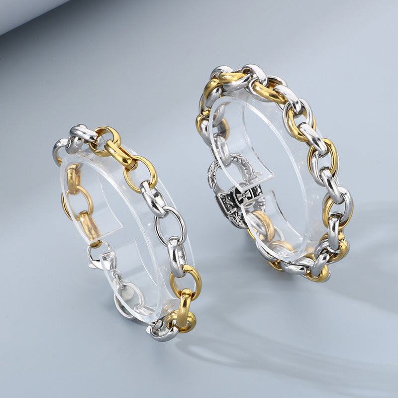 Planderful Titanium Steel Bracelet Gold Silver For Men