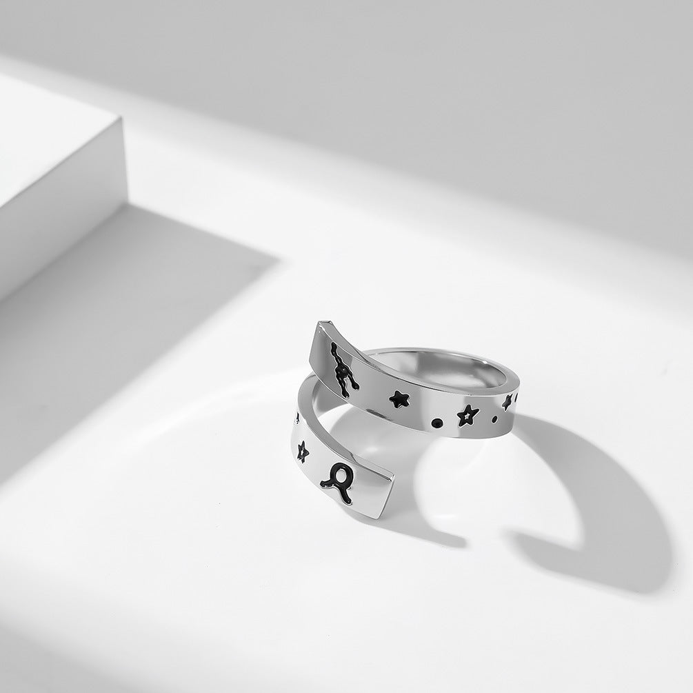 Neutral Cold Wind Twelve Constellations Adjustable Ring