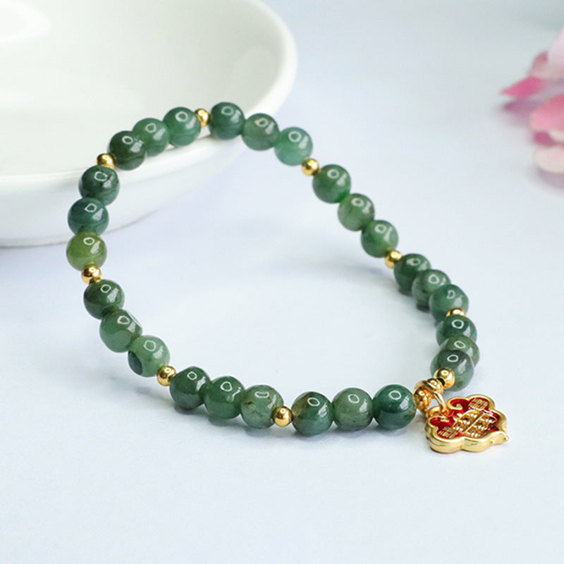 Jadeite Ruyi & Round Bead Style 3 Bracelet