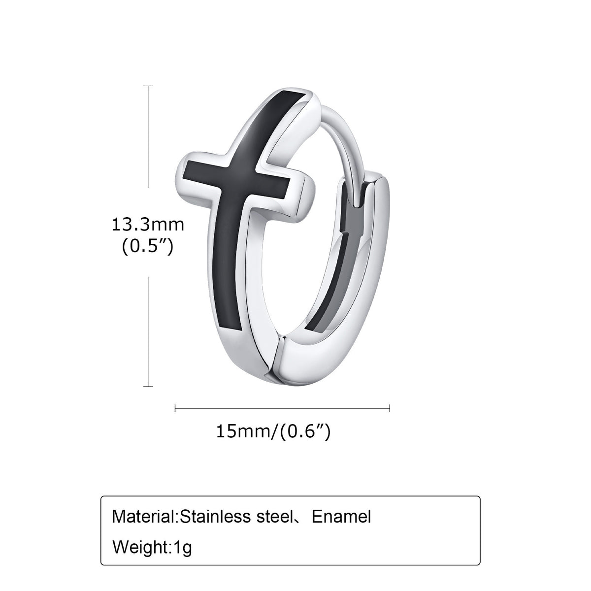 Cross Stainless Steel Earring — Single