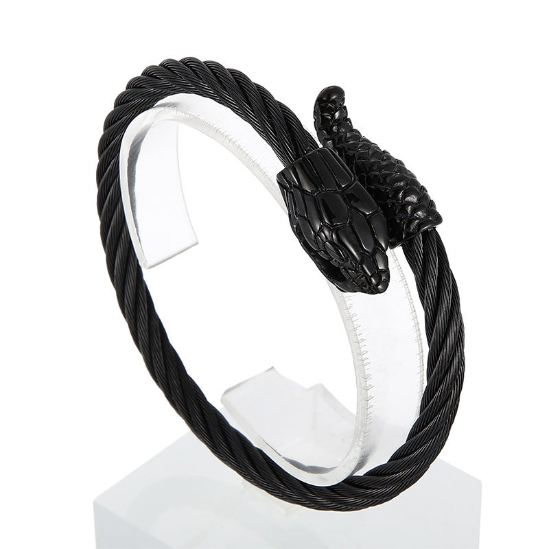 Braided Wire Steel Wire Bracelet – Street Rock Hip-Hop Multi-Color Zodiac Snake Titanium Steel