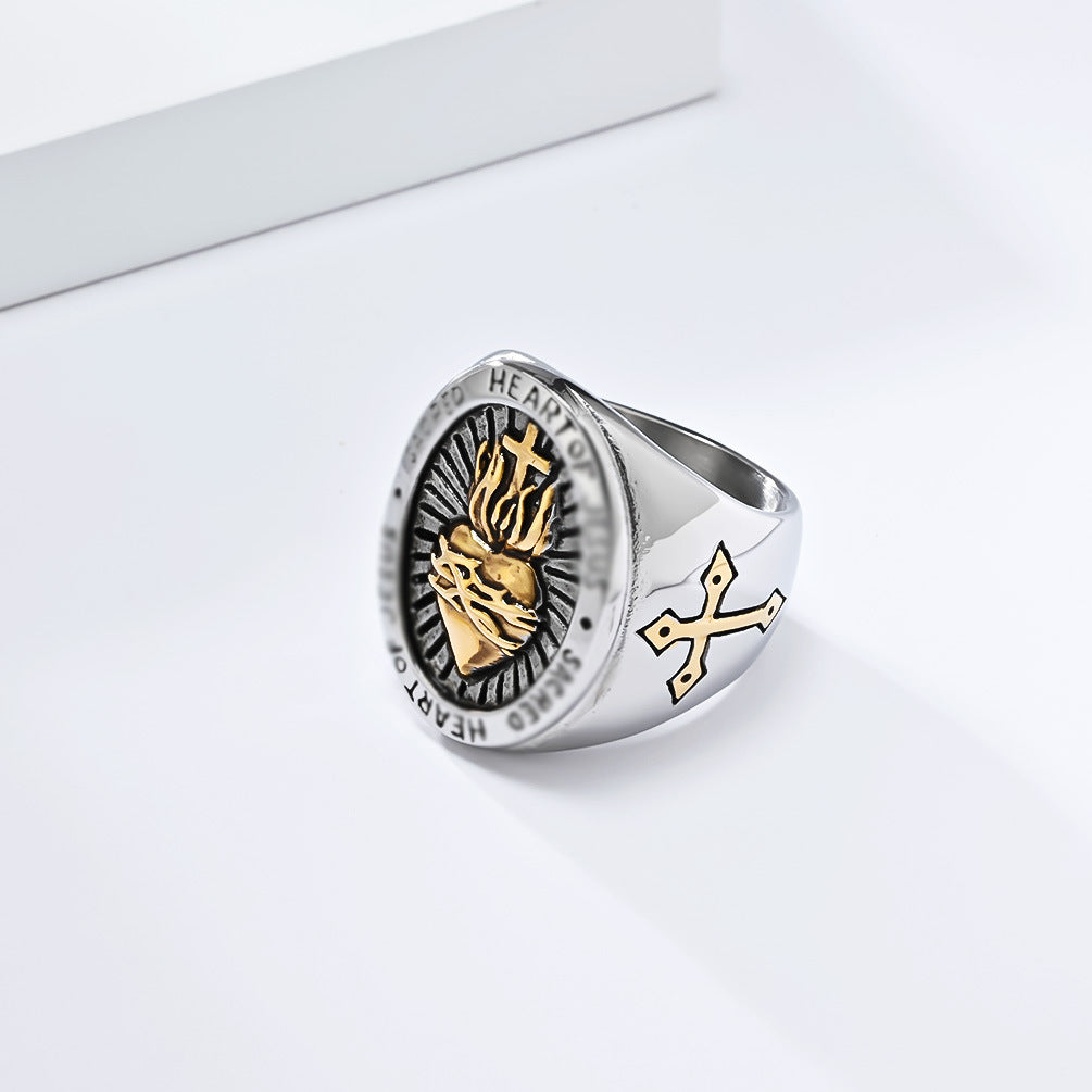 Steel Ring – Vintage Cross Ring For Men From Everyday Genie Collection In Stainless Steel