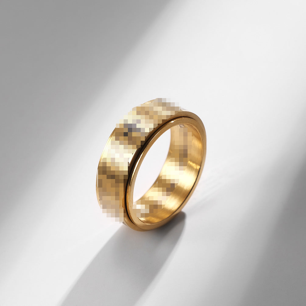 Planderful Self Motivation Ring Rotatable Titanium Steel Anxiety Relief Jewelry for Professionals and Students