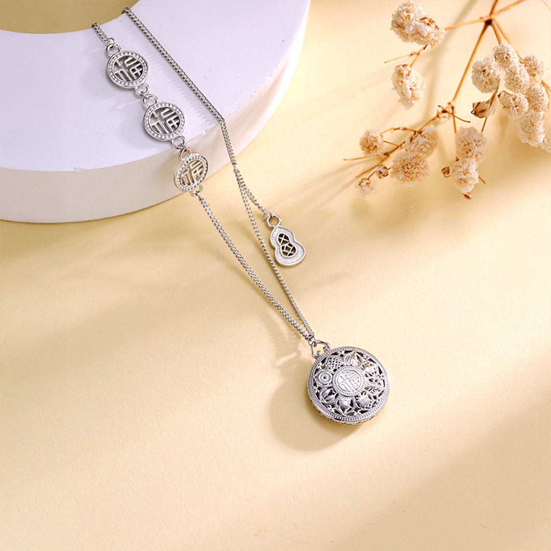 S925 Sterling Silver Retro Compass Necklace for Women