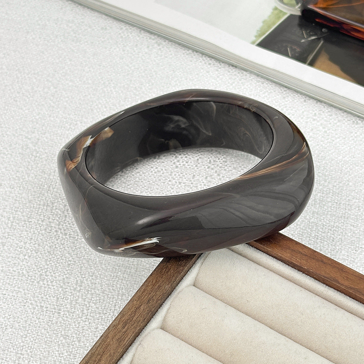 Planderful Vienna Verve Gold Foil Wide Bracelet For Women Exaggerated Statement Jewelry