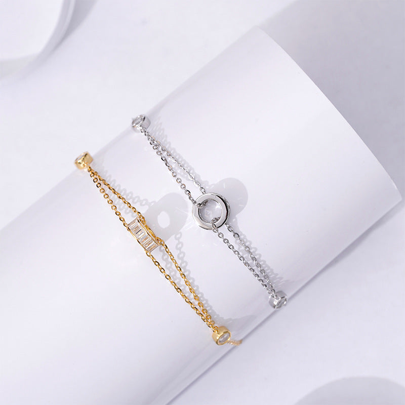 Korean Version Sterling Silver Bracelet with Zircon S925 for Girls