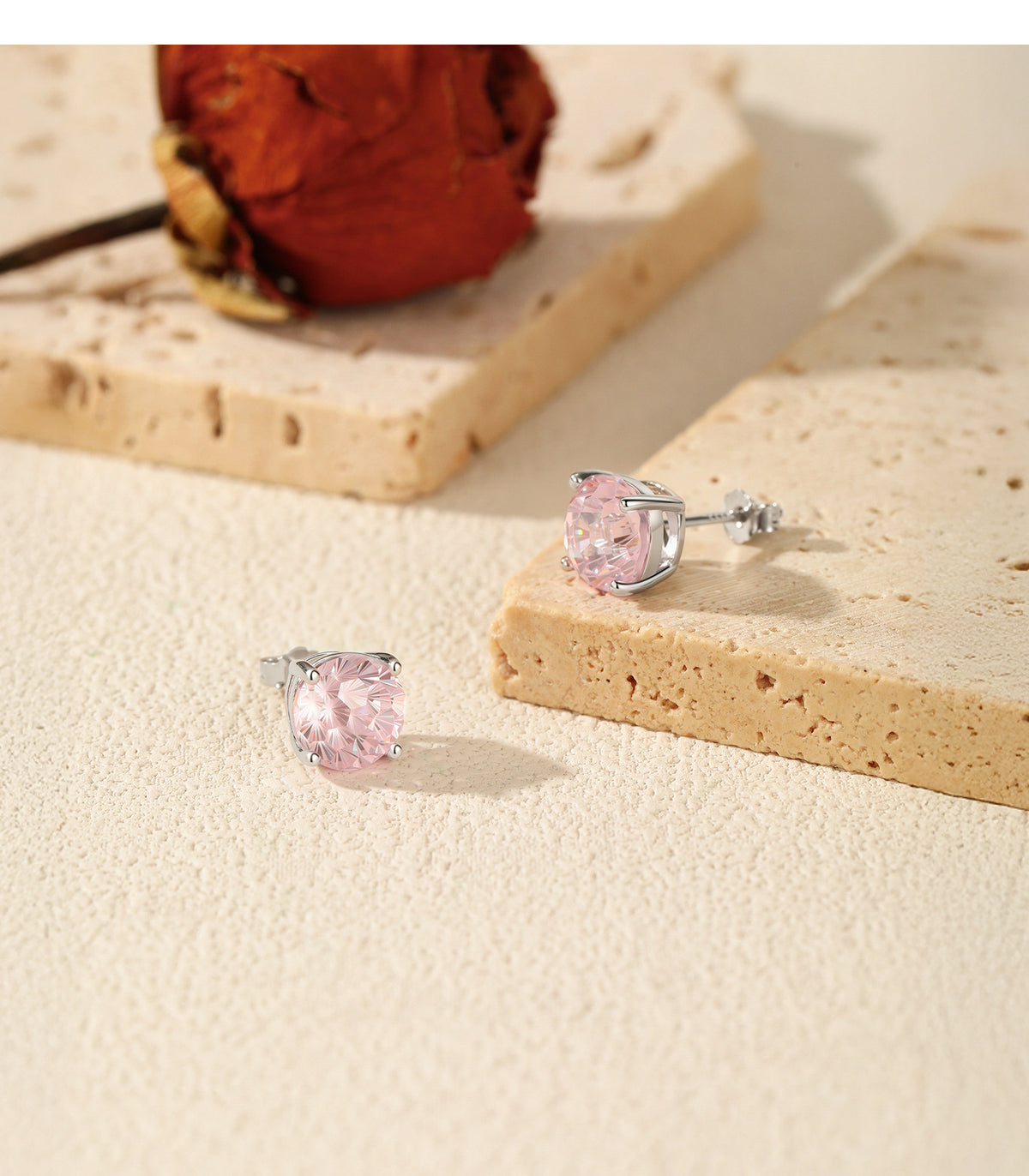 925 Sterling Silver Pink Fireworks-Cut Earrings