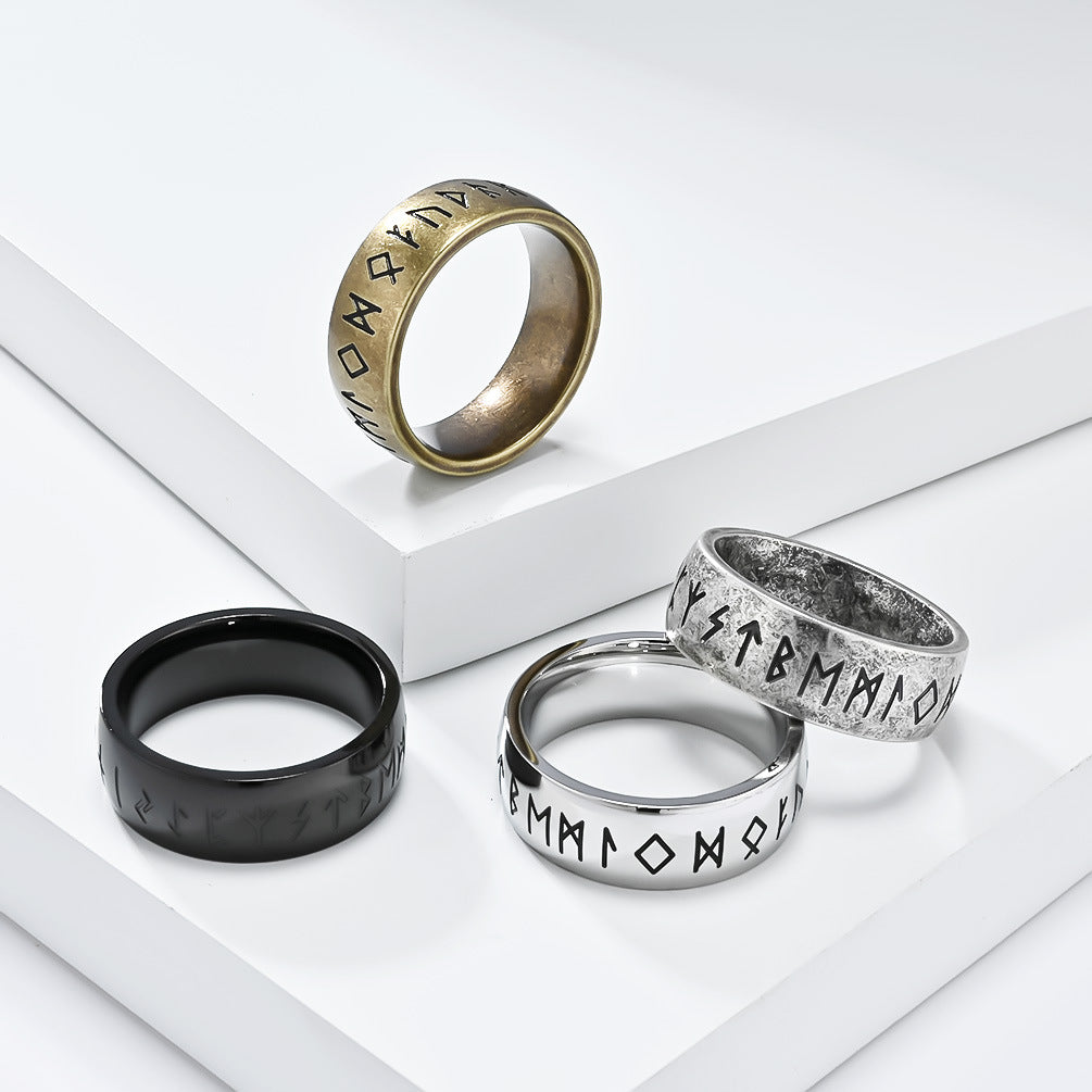 Planderful Viking Ring Luhn Rune Titanium Steel Band For Men Bold Neutral Style Everyday Genie