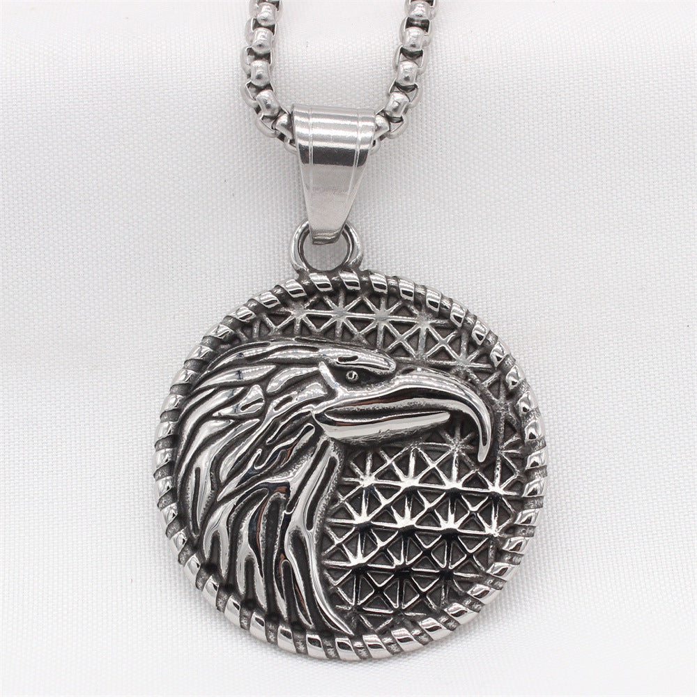 Planderful Everyday Genie – European and American Retro Eagle Men's Titanium Steel Pendant Necklace for Men
