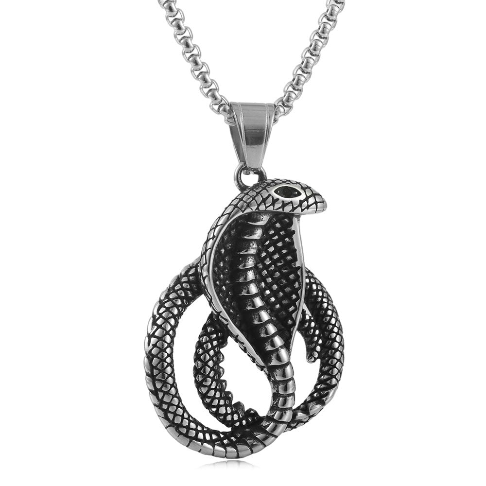 European And American Stainless Steel Cobra Pendant For Men