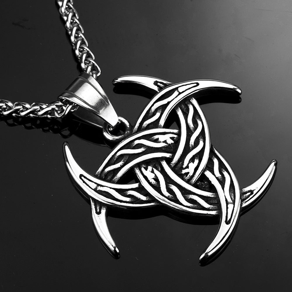 European And American Jewelry Wholesale Titanium Steel Men's Pendant Stainless Steel Necklace Retro Viking Celtic Knot Pendant