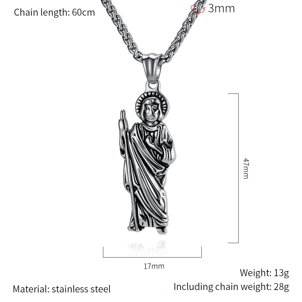 Planderful Everyday Genie St Jude Necklace Titanium Steel Pendant For Trendy Streetwear Fans