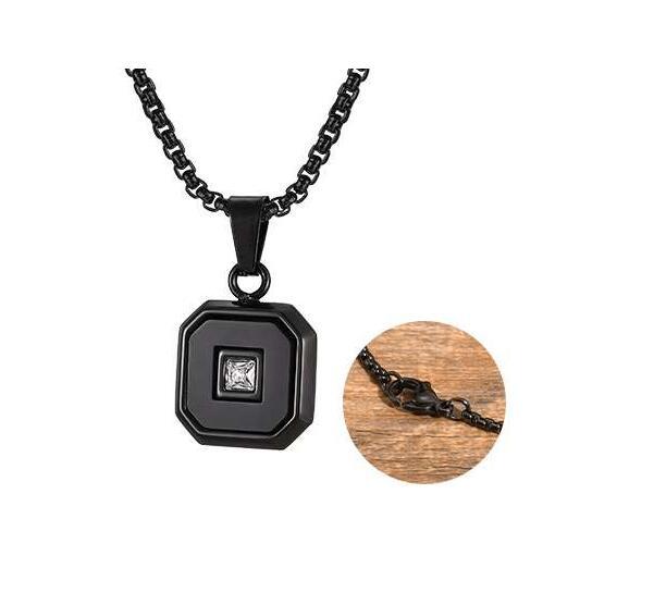 Lapis Lazuli Zircon Stainless Steel Necklace for Men