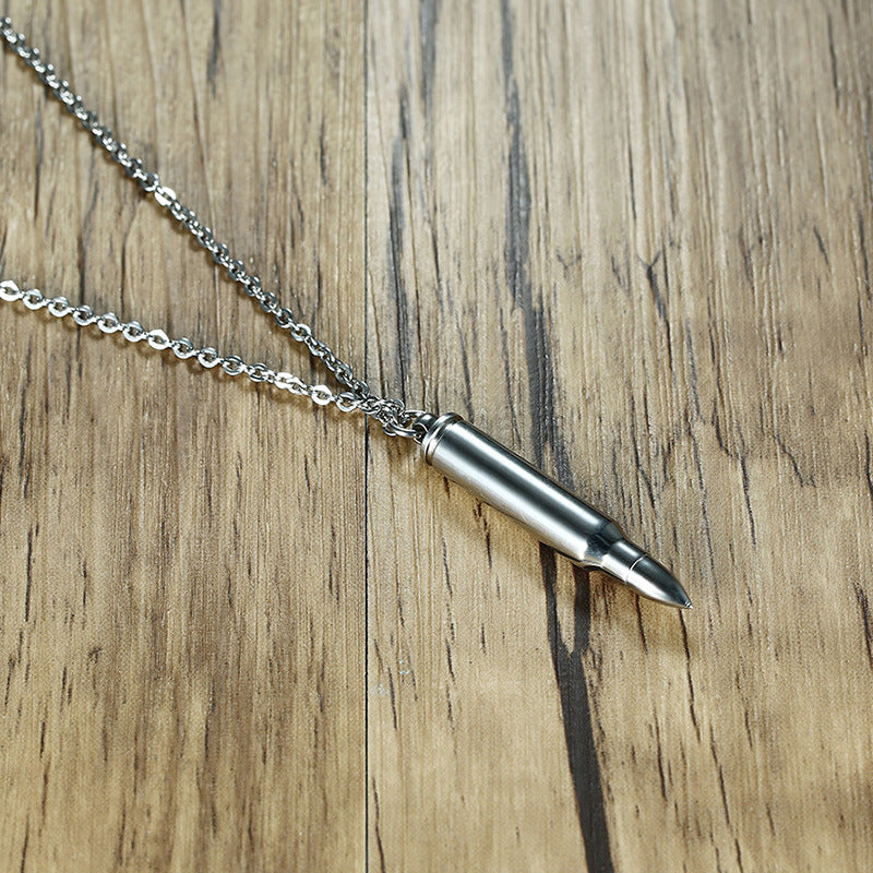 Stainless Steel Bullet Pendant Necklace Personalized Hip Hop Jewelry