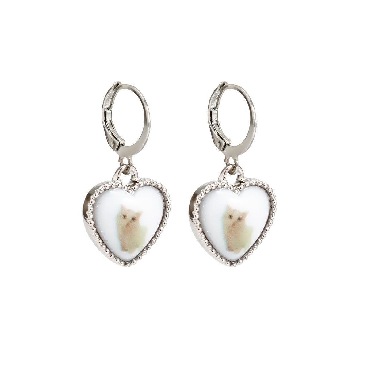 Creative Acrylic Heart-shaped Stud Earrings with Animal Designs for Women