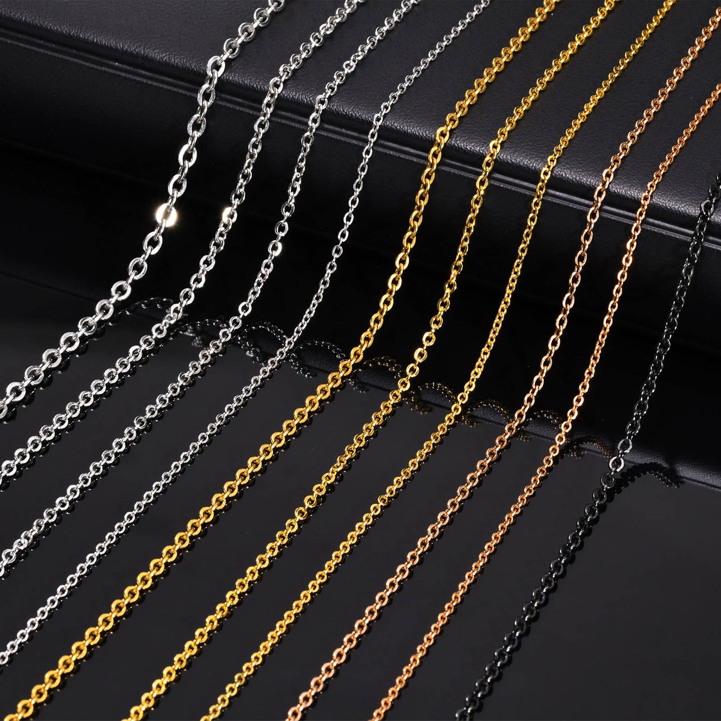 Fashion Chain Neck Chain Necklace Gold Steel O-Chain 2mm Jewelry
