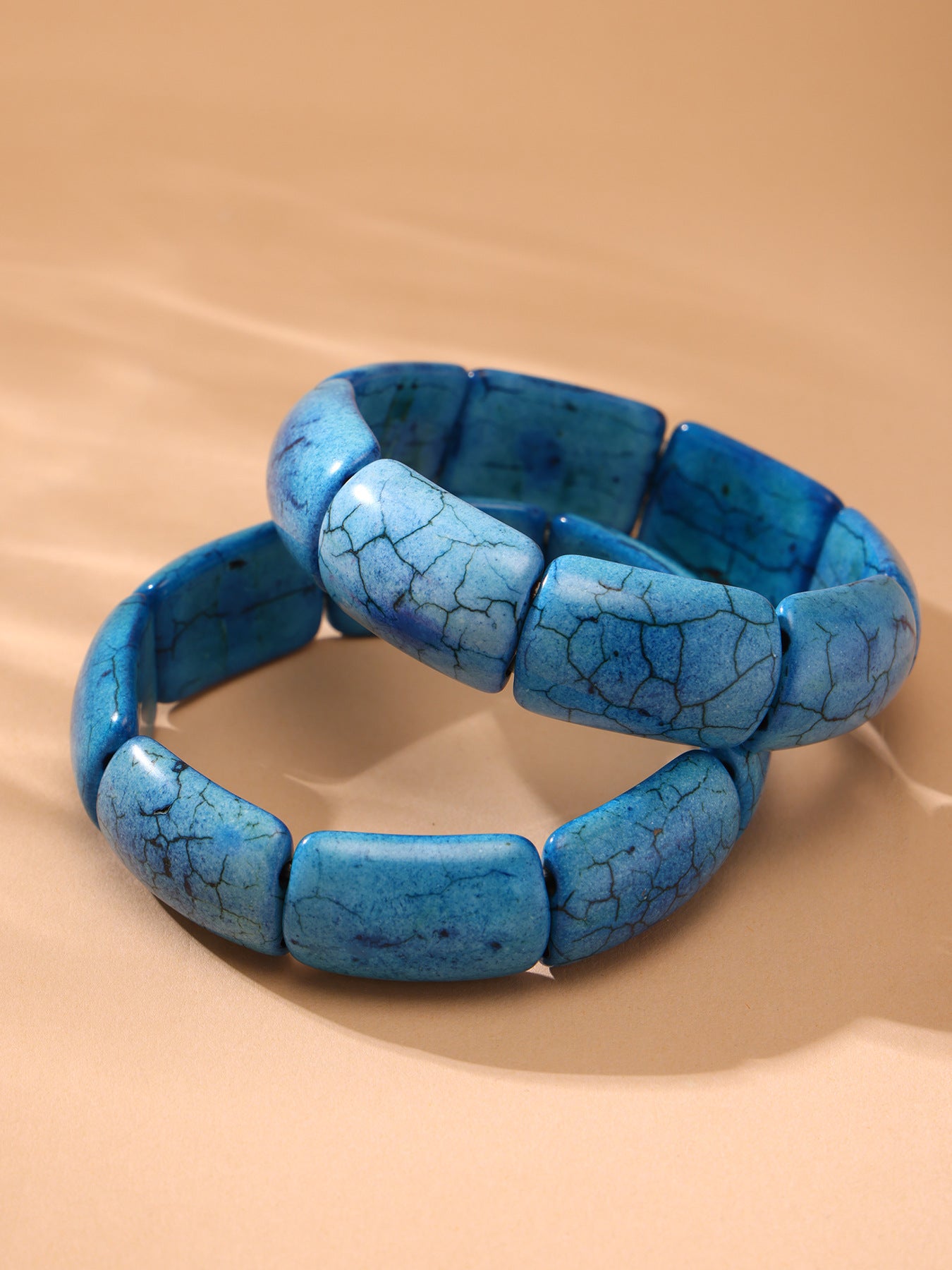 Planderful Jadeite Green Smudged Elastic Bracelet For Women