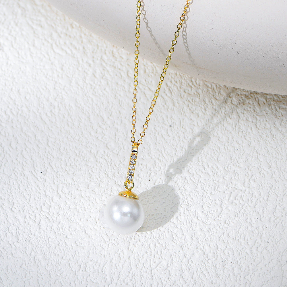 Planderful S925 Sterling Silver Pearl Pendant Necklace With Zircon Light Luxury For Women Fashion Jewelry