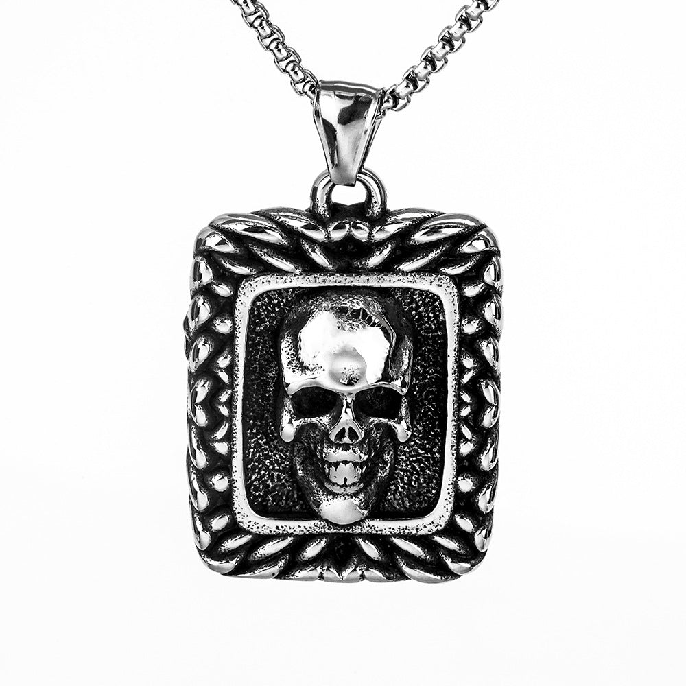 European And American Retro Stainless Steel Skull Pendant Necklace