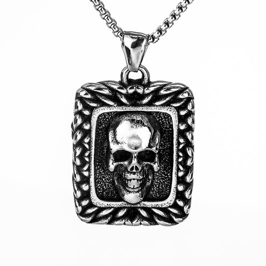 European And American Retro Stainless Steel Skull Pendant Necklace