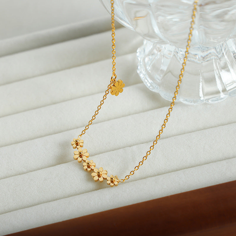 Golden Bloom Titanium Steel Necklace - Exquisite Jewelry for Women