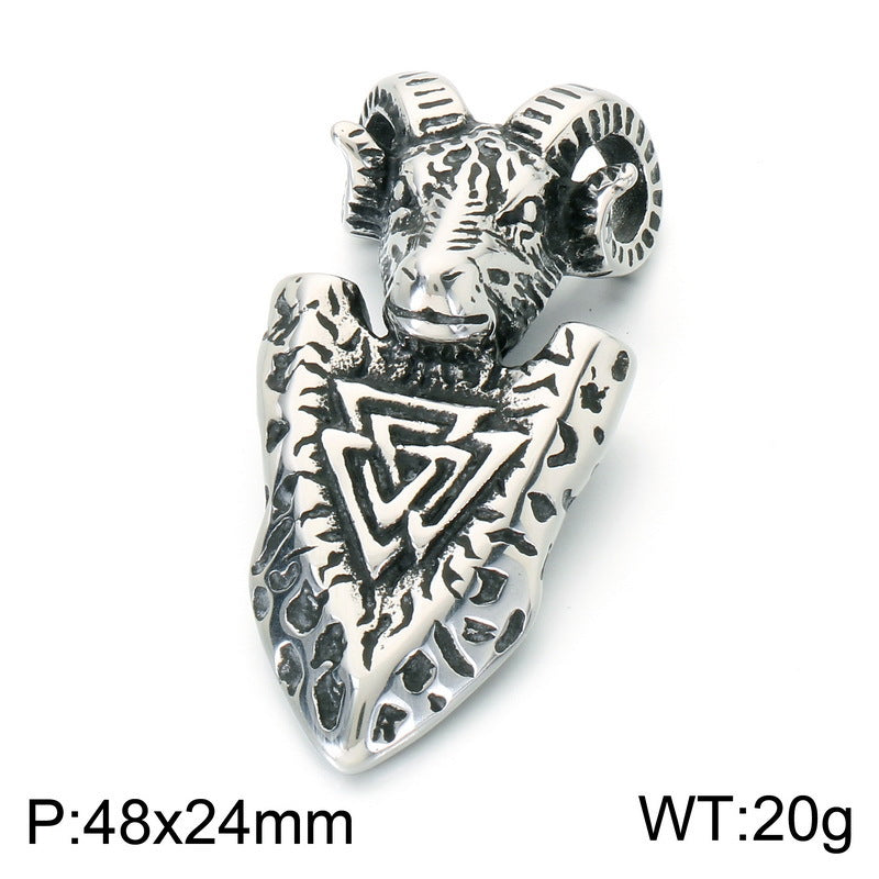 Dark Gothic Baffle Goat Head Pentagram Pendant Casting Three-Dimensional Demon Stainless Steel Men's Necklace