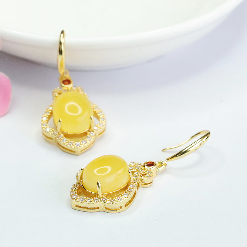 Beeswax Amber Floral Drop Earrings