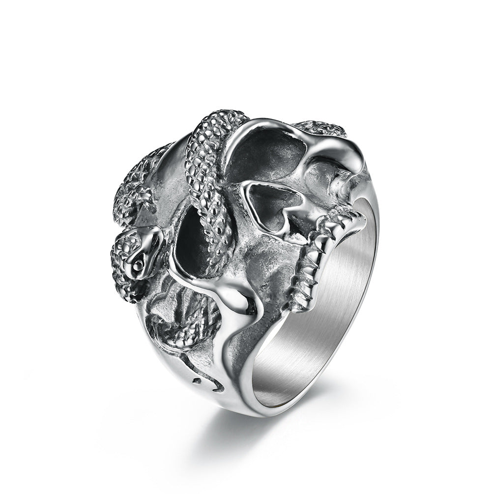 Planderful Viper Skull Ring In Dark Hip Hop Punk Style For Edgy Streetwear Fans Everyday Genie