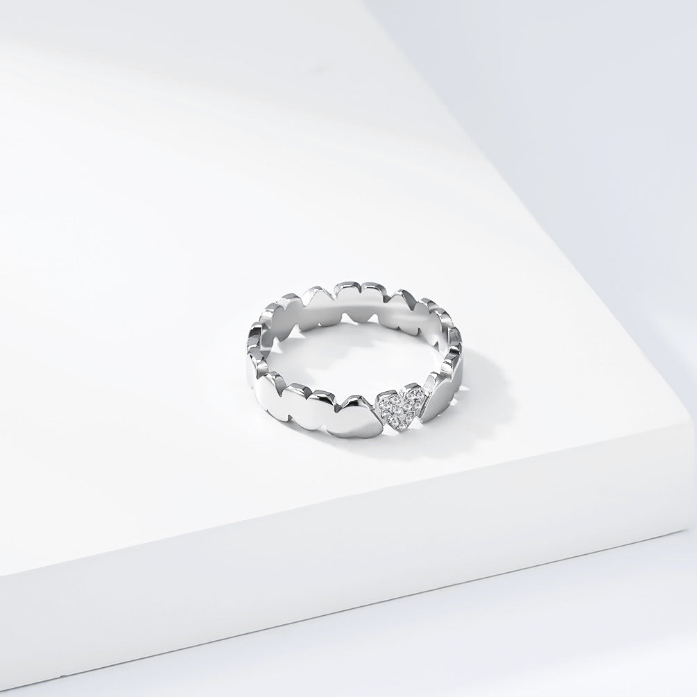 Stainless Steel Zircon Ring