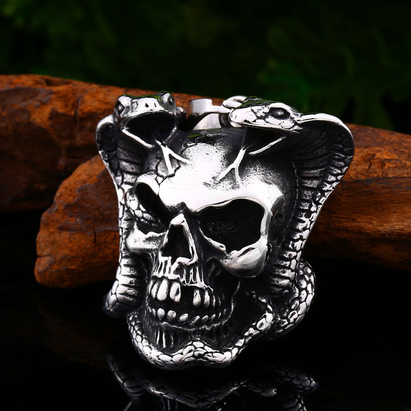 Men's Titanium Steel Punk Skull Pendant - Wholesale European and American Retro Jewelry