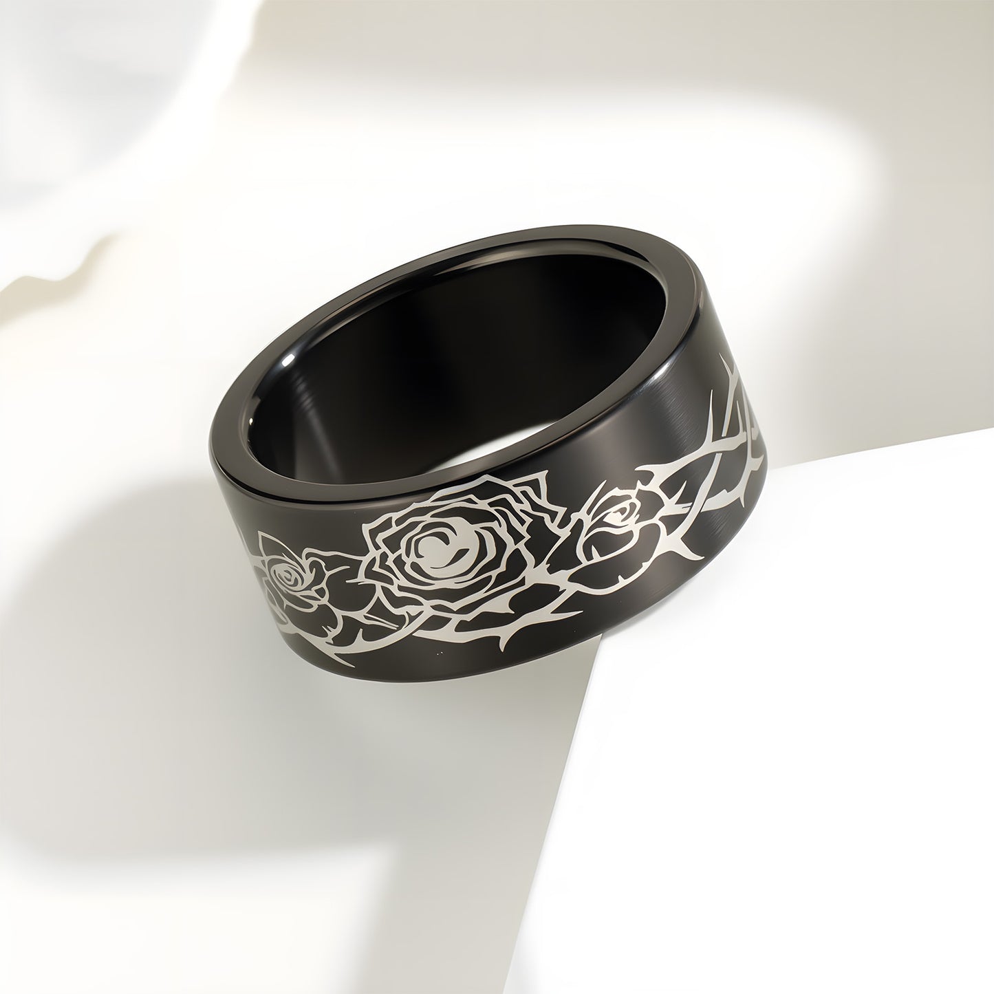Stainless Steel Ring Planderful Everyday Genie Rose Halloween Pattern for Men Unisex 10mm Protection Statement