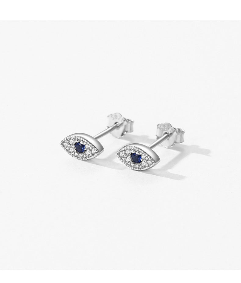 Exquisite Devil's Eye Earrings, S925 Sterling Silver with Zircons