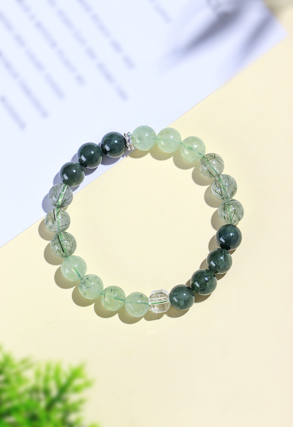 Planderful Fortune's Favor Bracelet – Premium Natural Green Hair Crystal