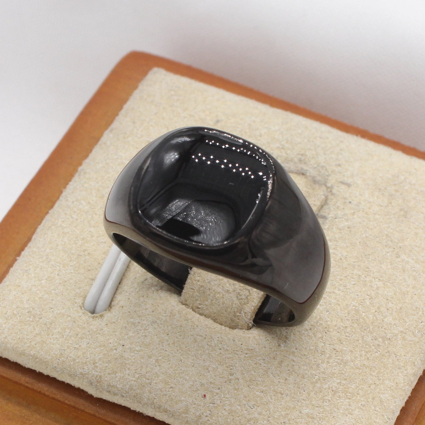 Planderful Jewelry Titanium Steel Ring Epoxy Square Design, Modern Minimal Band Luxury