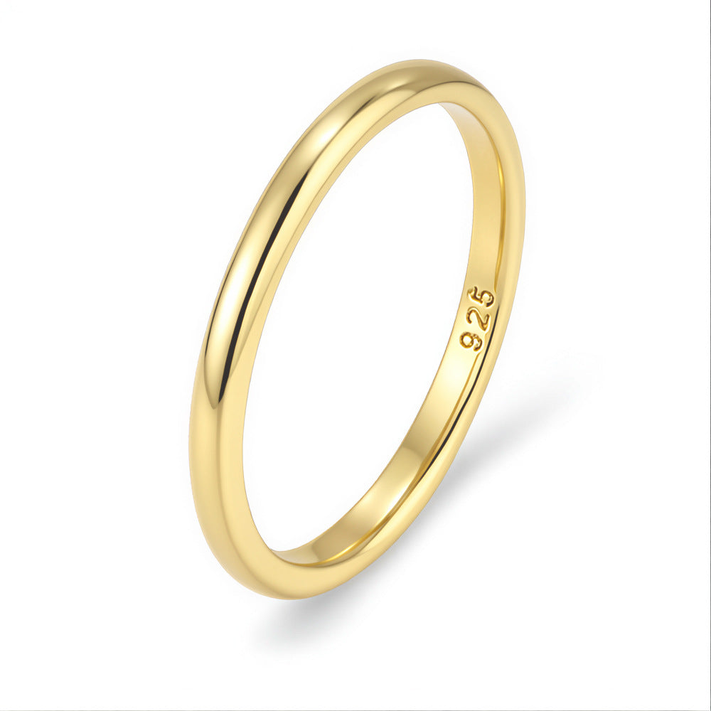 Plain Ring, Sterling Silver Plated 14k Gold, Korean Minimalist Fine Tail Ring, Smooth