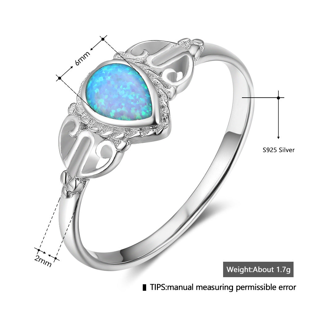 Planderful Jewelry Opal Ring Sterling Silver Zircon Accents For Elegant Everyday Wear Size 6 to 8