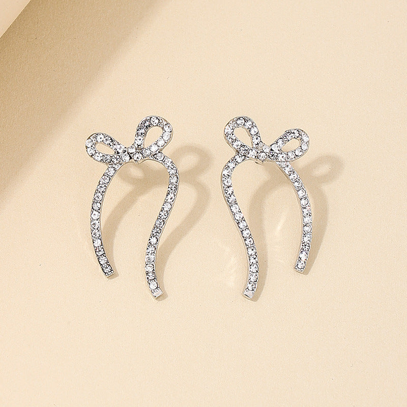 Luxurious Tassel Bow Earrings with Metal Needles