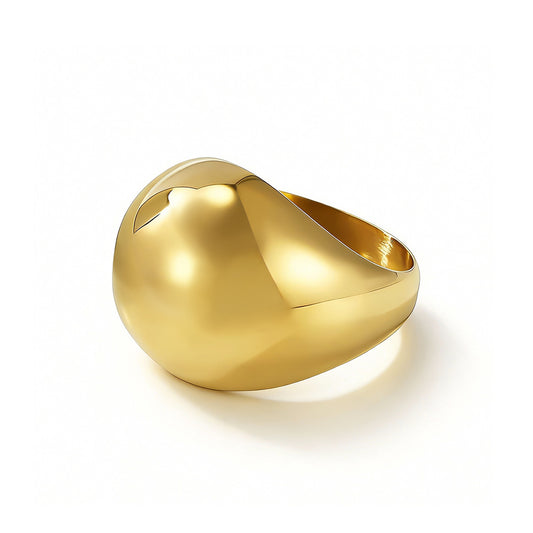 Planderful Everyday Genie Unisex Titanium Steel Pebble Ring With Water Drop Arc Design