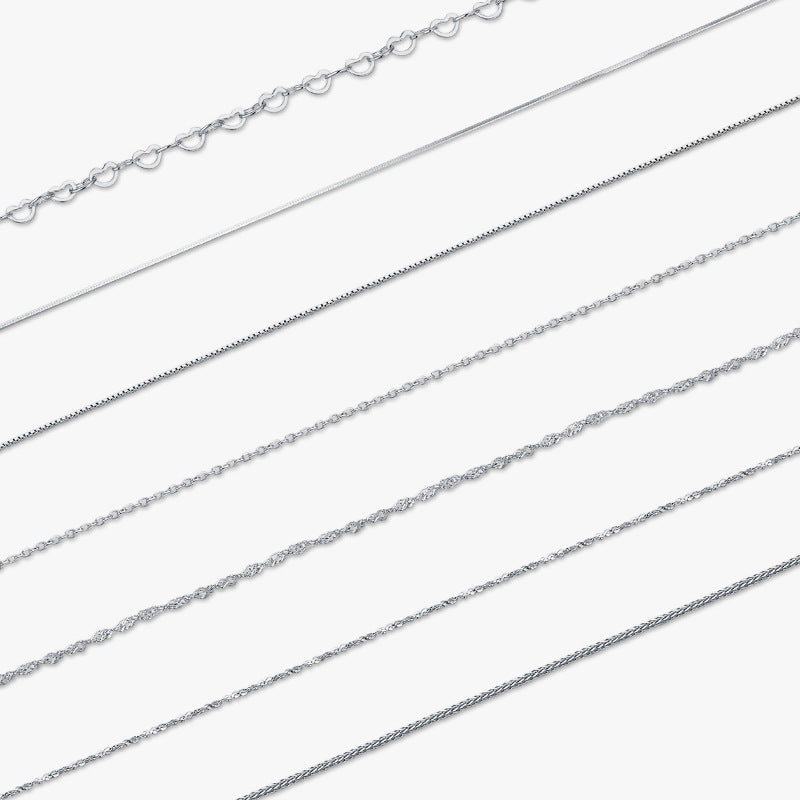 925 Sterling Silver Heart Snake Chain Necklace