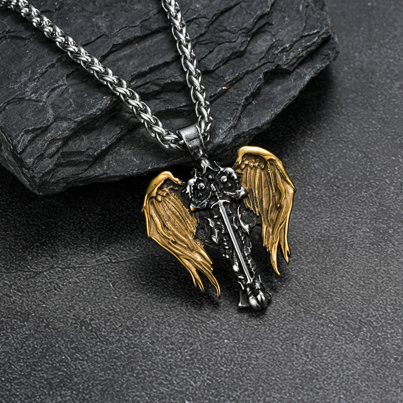 Odin Wings Pendant For Men Titanium Steel Necklace By Planderful Vintage Viking Hip Hop Jewelry Premium Statement