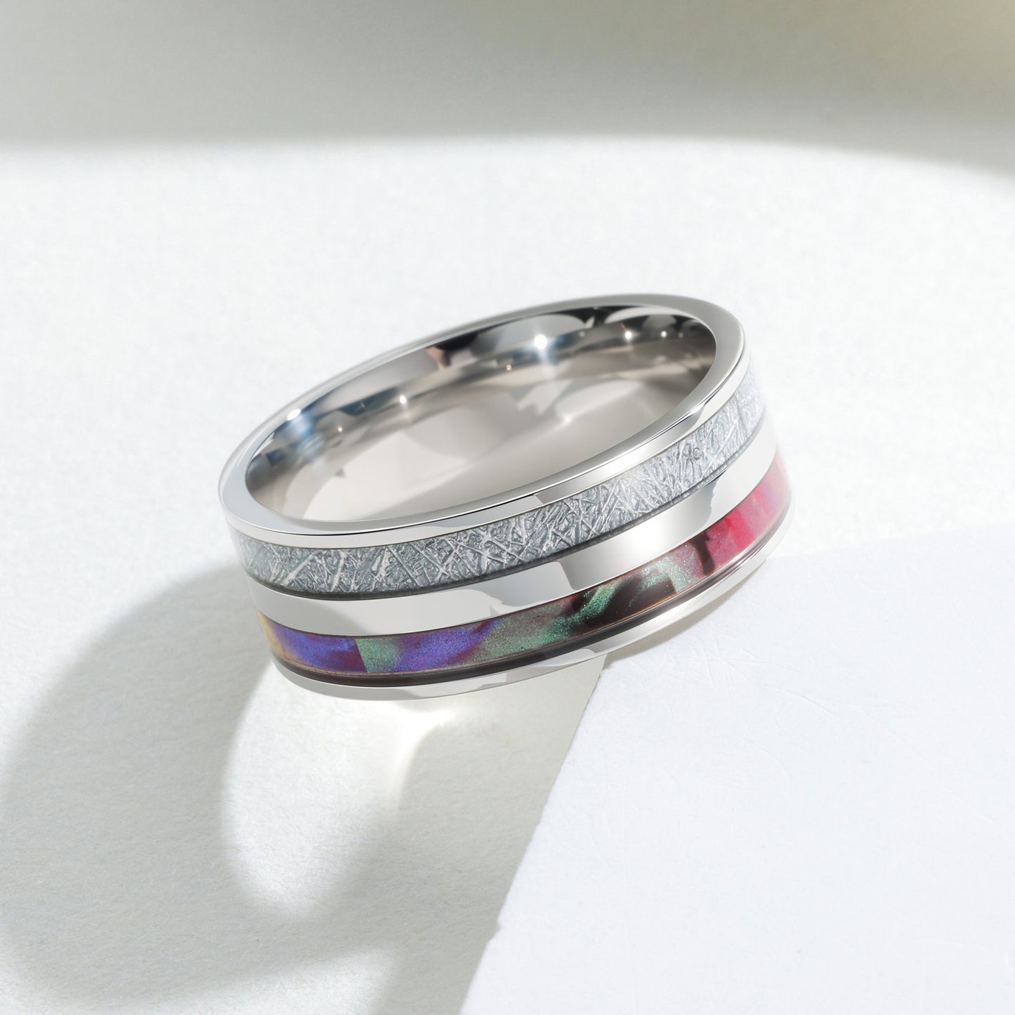 Planderful Mens Titanium Steel Ring Retro Stainless